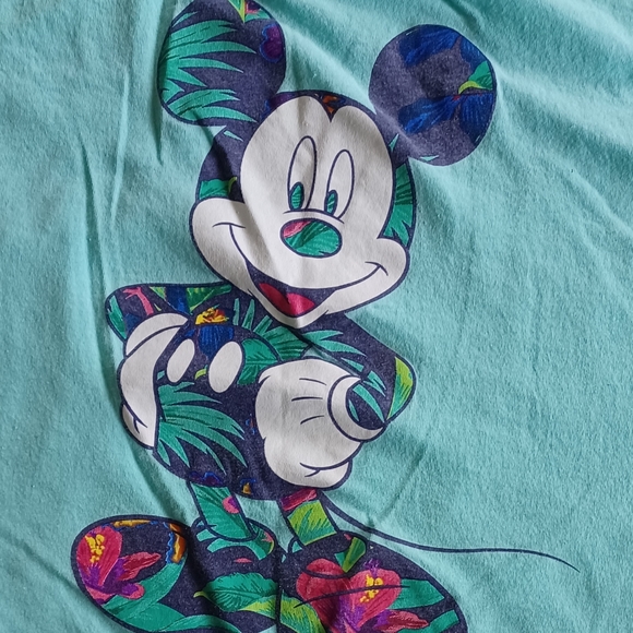 Disney mickey mouse Womems shirt Sz 3XL Casual Blue Tropical - Picture 2 of 2